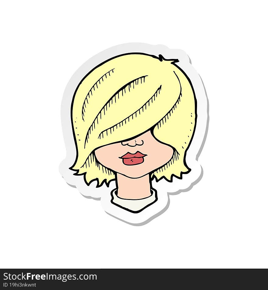 sticker of a cartoon female face