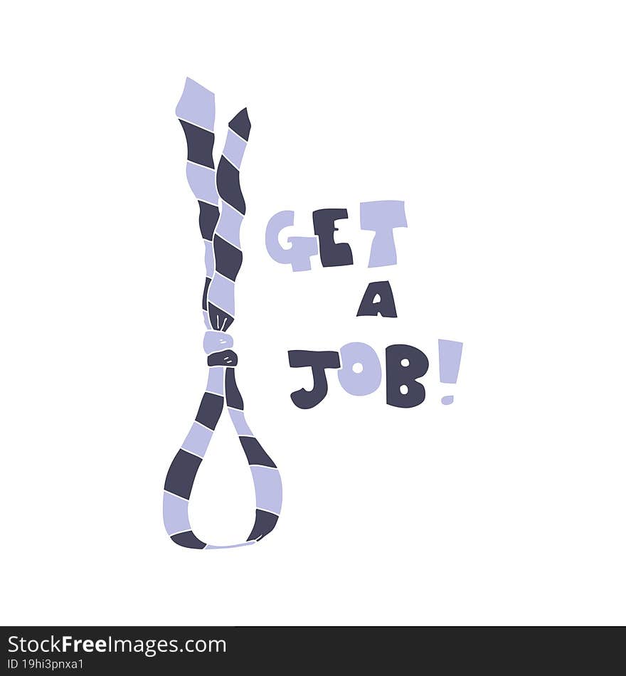 flat color illustration of a cartoon get a job tie noose symbol