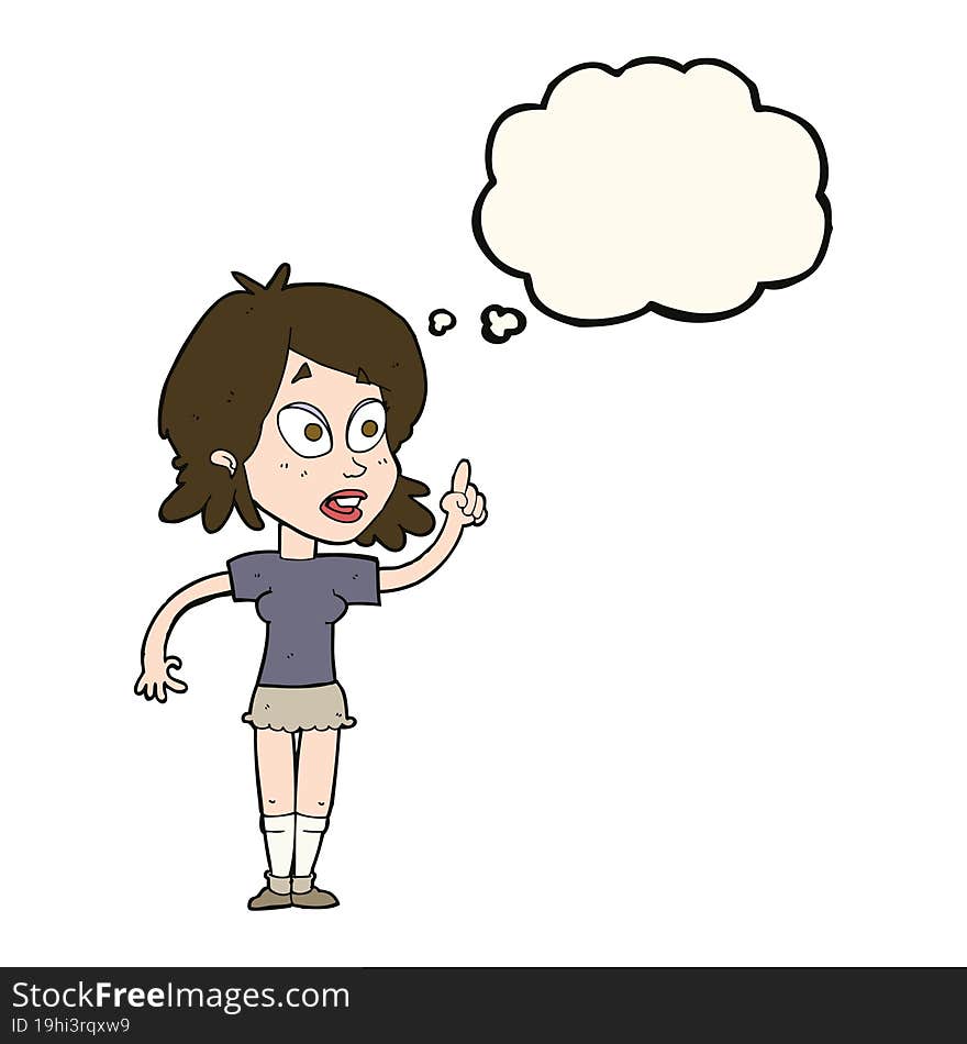 cartoon woman asking question with thought bubble