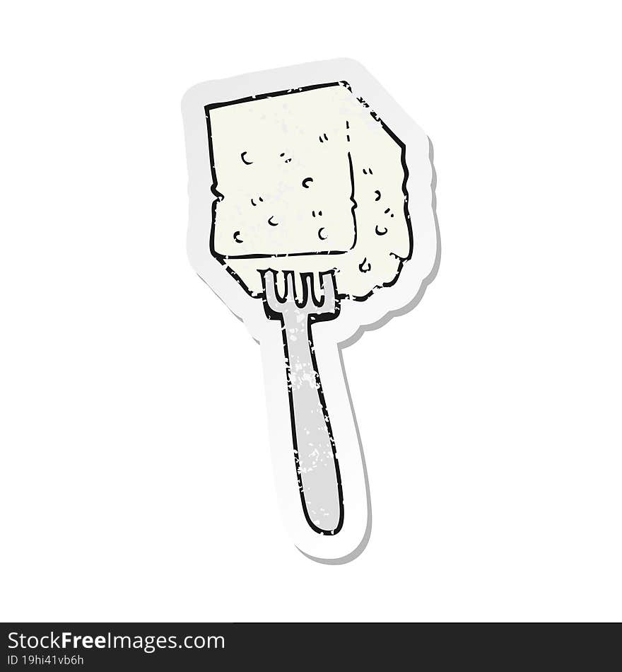 Retro Distressed Sticker Of A Cartoon Tofu