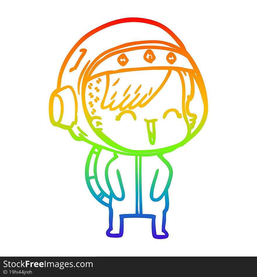 rainbow gradient line drawing happy cartoon space girl