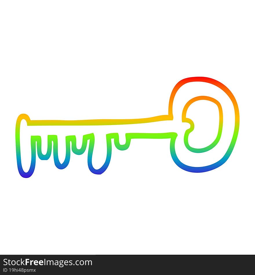 rainbow gradient line drawing cartoon metal key