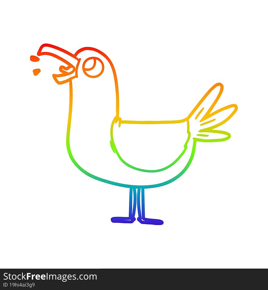 rainbow gradient line drawing cartoon seagull