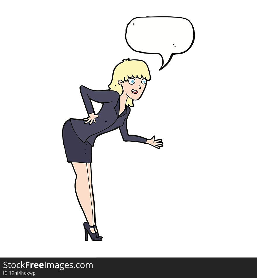 cartoon businesswoman explaining with speech bubble