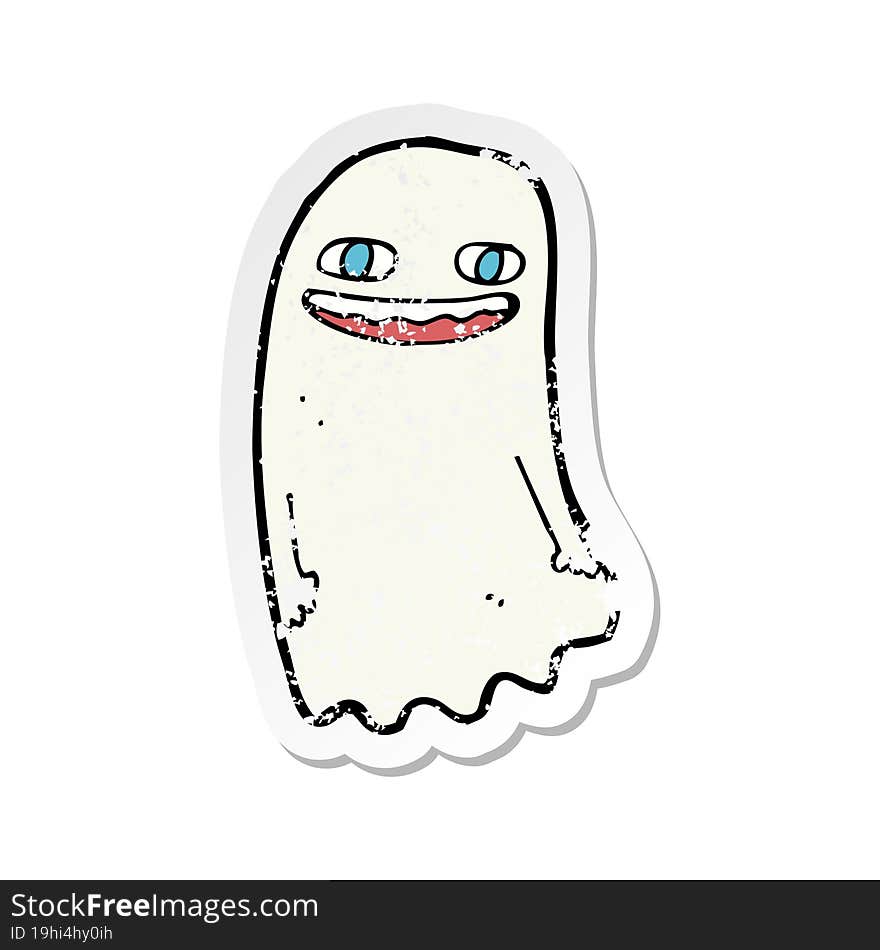 retro distressed sticker of a funny cartoon ghost