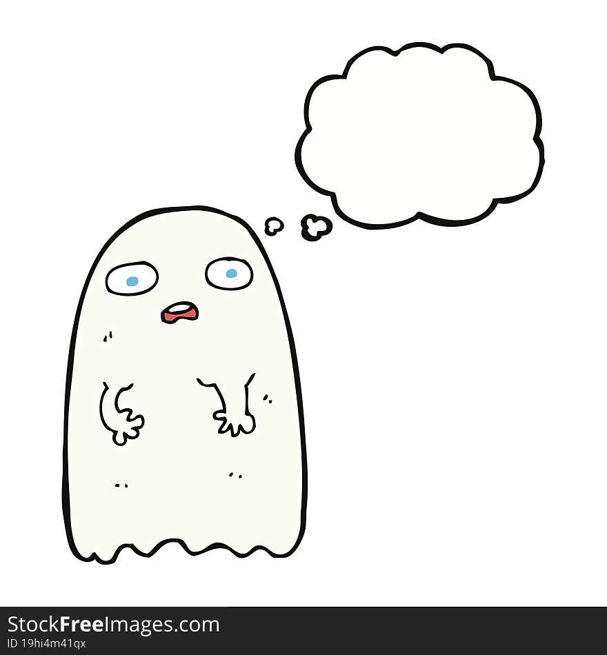 funny cartoon ghost with thought bubble