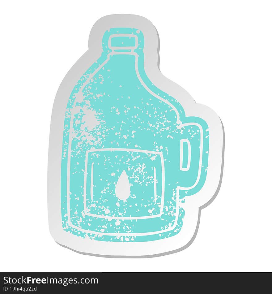 distressed old sticker of a large drinking bottle