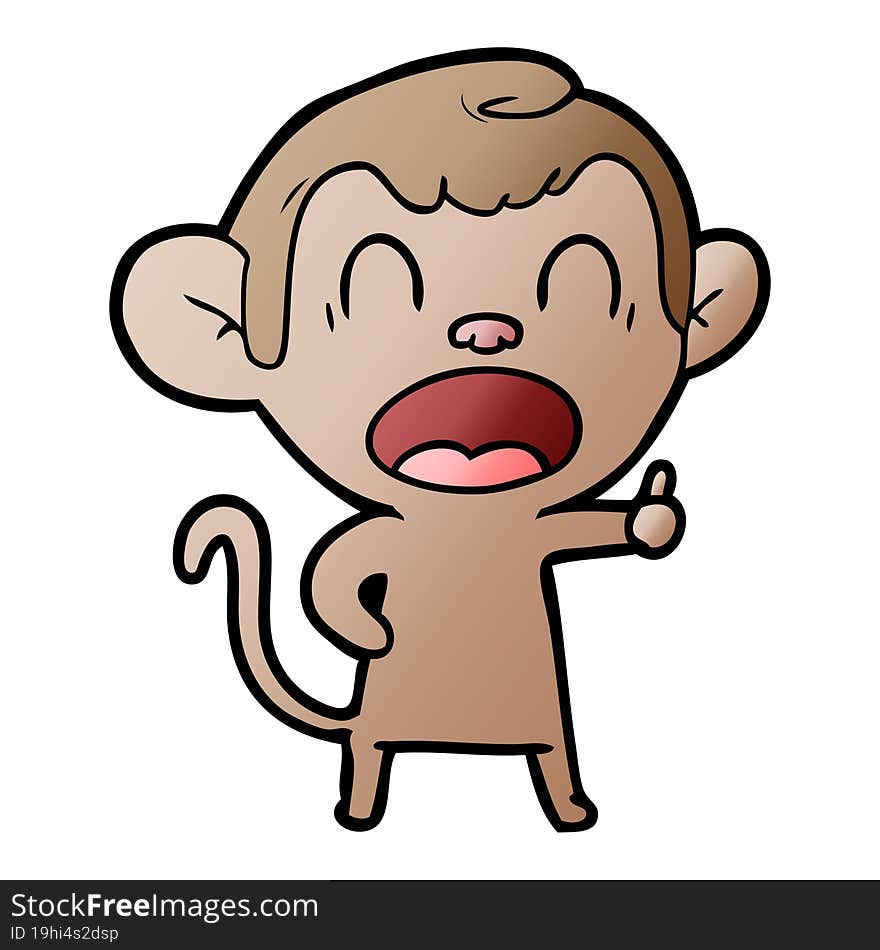 yawning cartoon monkey. yawning cartoon monkey