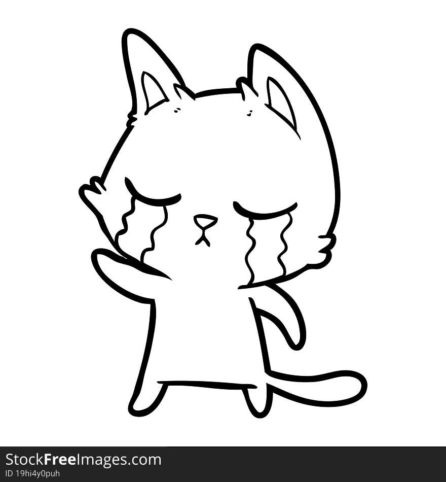 crying cartoon cat pointing. crying cartoon cat pointing