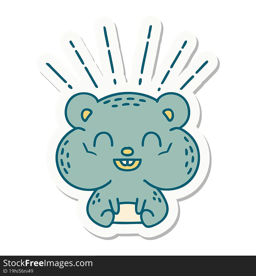 sticker of tattoo style happy hamster