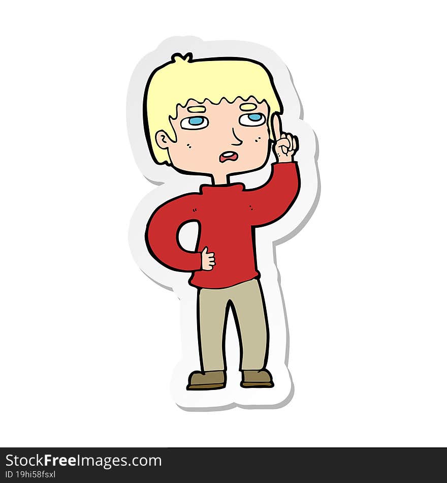 Sticker Of A Cartoon Boy With Question