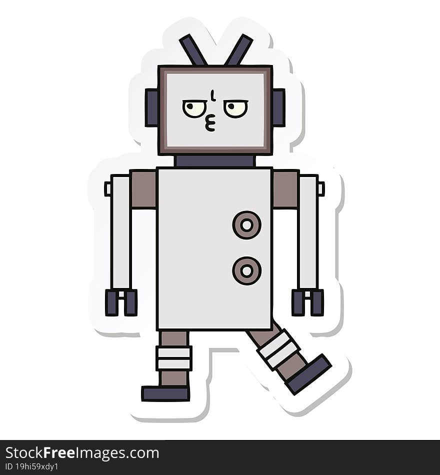 Sticker Of A Cute Cartoon Robot