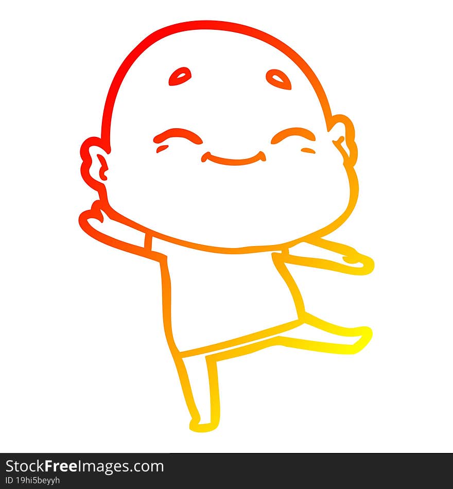 warm gradient line drawing cartoon happy bald man