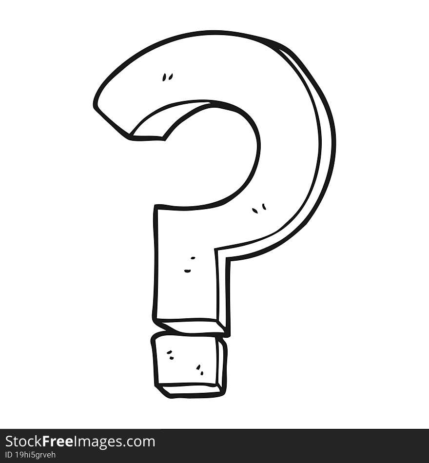 black and white cartoon question mark