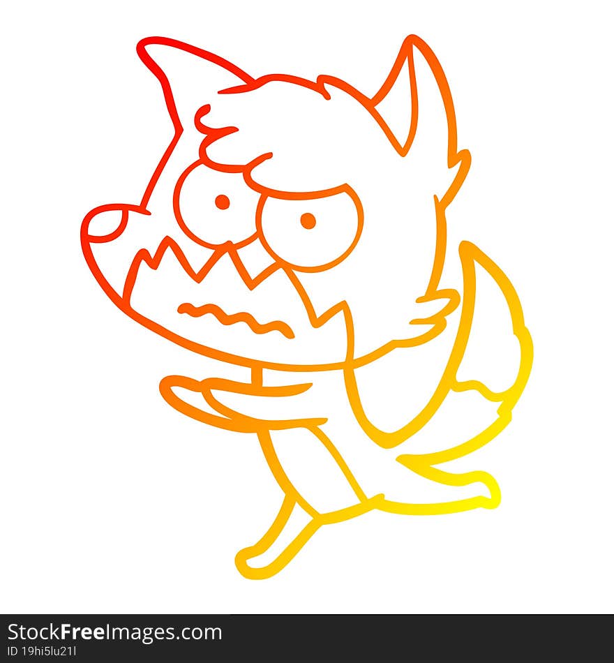 Warm Gradient Line Drawing Cartoon Annoyed Fox