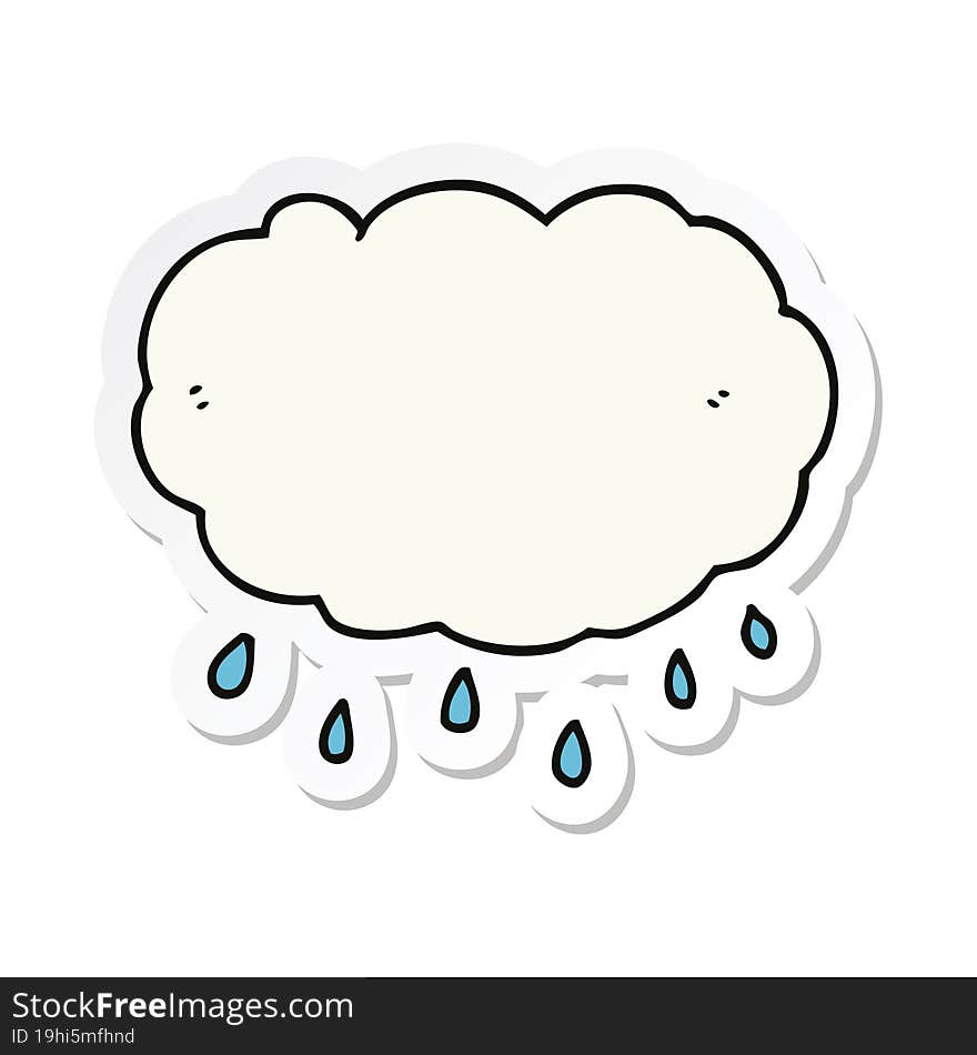 sticker of a cartoon rain cloud