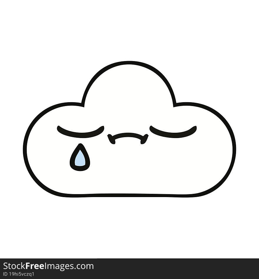 Cute Cartoon Sad Cloud