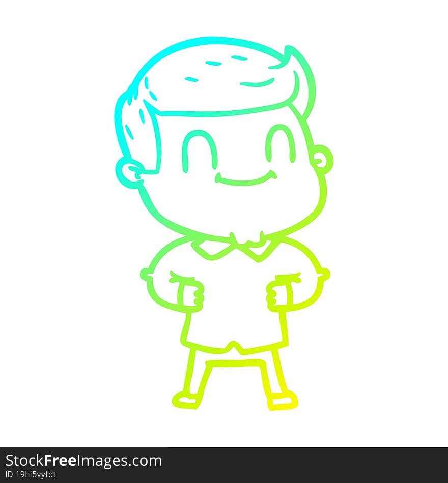 Cold Gradient Line Drawing Cartoon Friendly Man