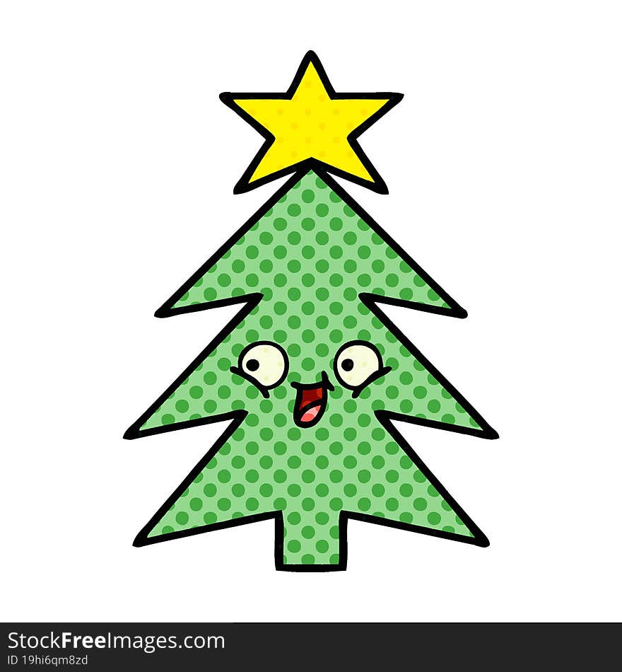 comic book style cartoon christmas tree