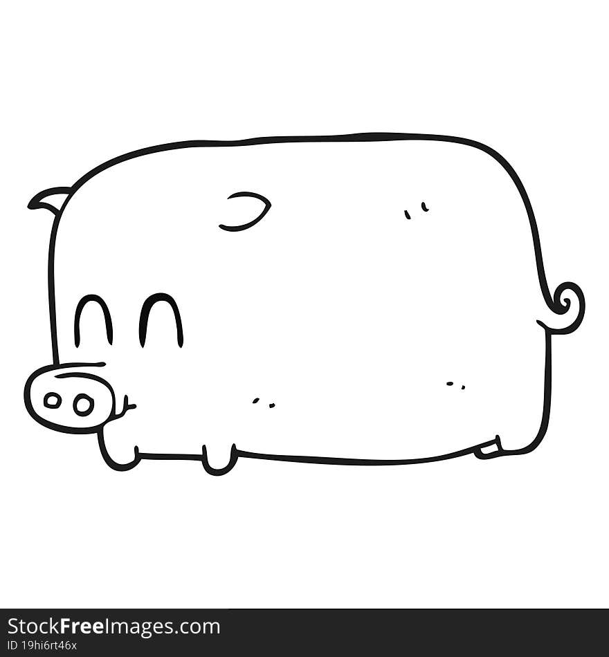 black and white cartoon pig