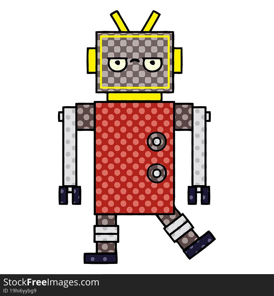 Comic Book Style Cartoon Robot