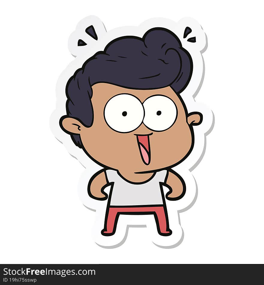 sticker of a cartoon excited man