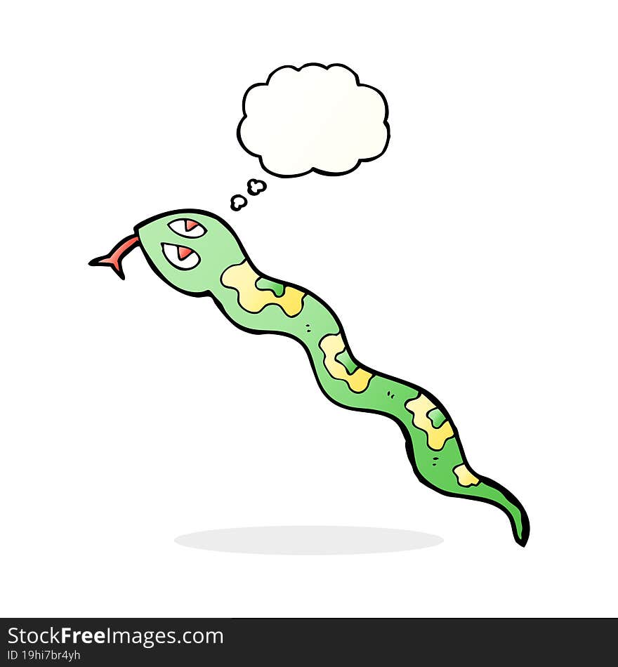 cartoon hissing snake with thought bubble