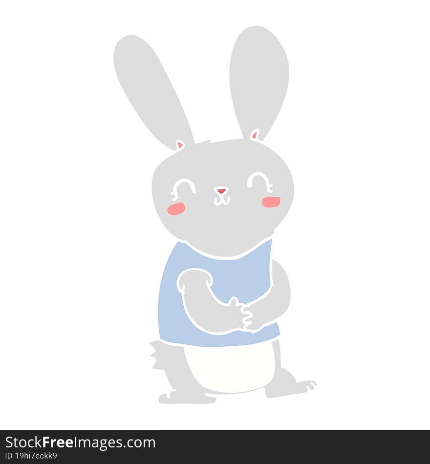 Cute Flat Color Style Cartoon Rabbit