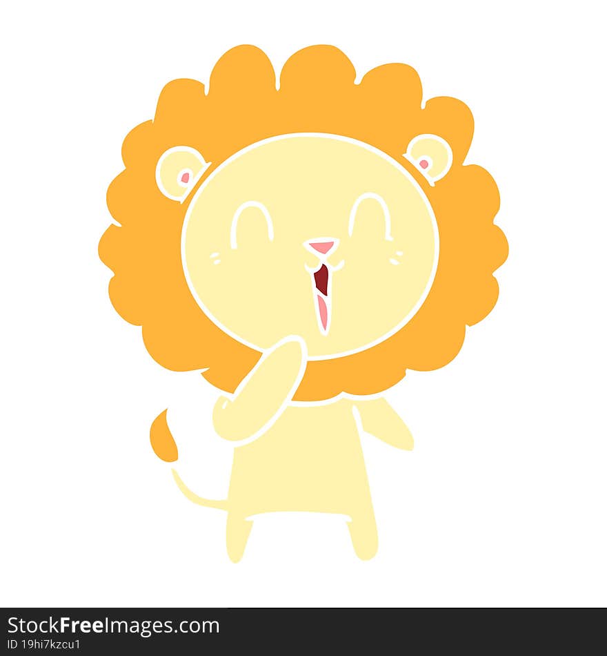 Laughing Lion Flat Color Style Cartoon