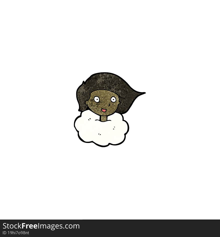 woman with head in clouds cartoon