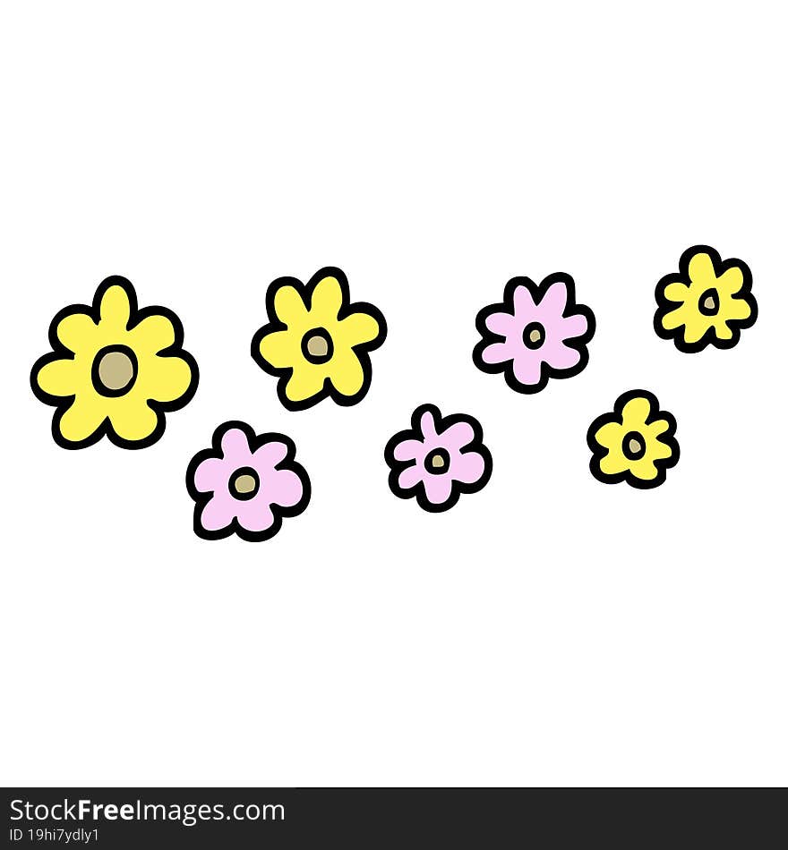 hand drawn doodle style cartoon decorative flowers