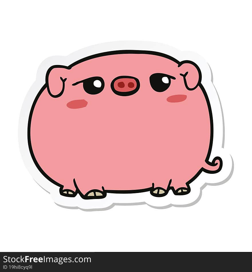 sticker of a cute cartoon pig