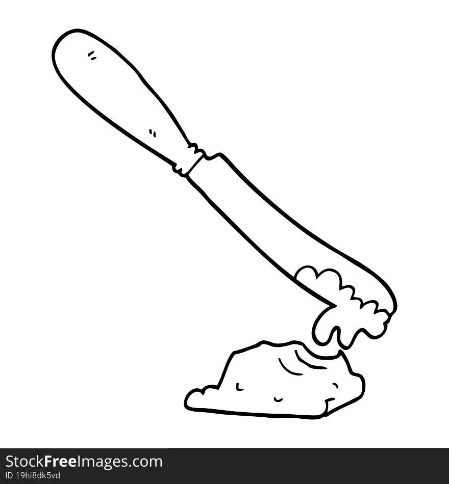 cartoon knife spreading butter