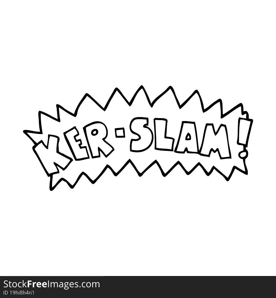 line drawing cartoon word ker-slam