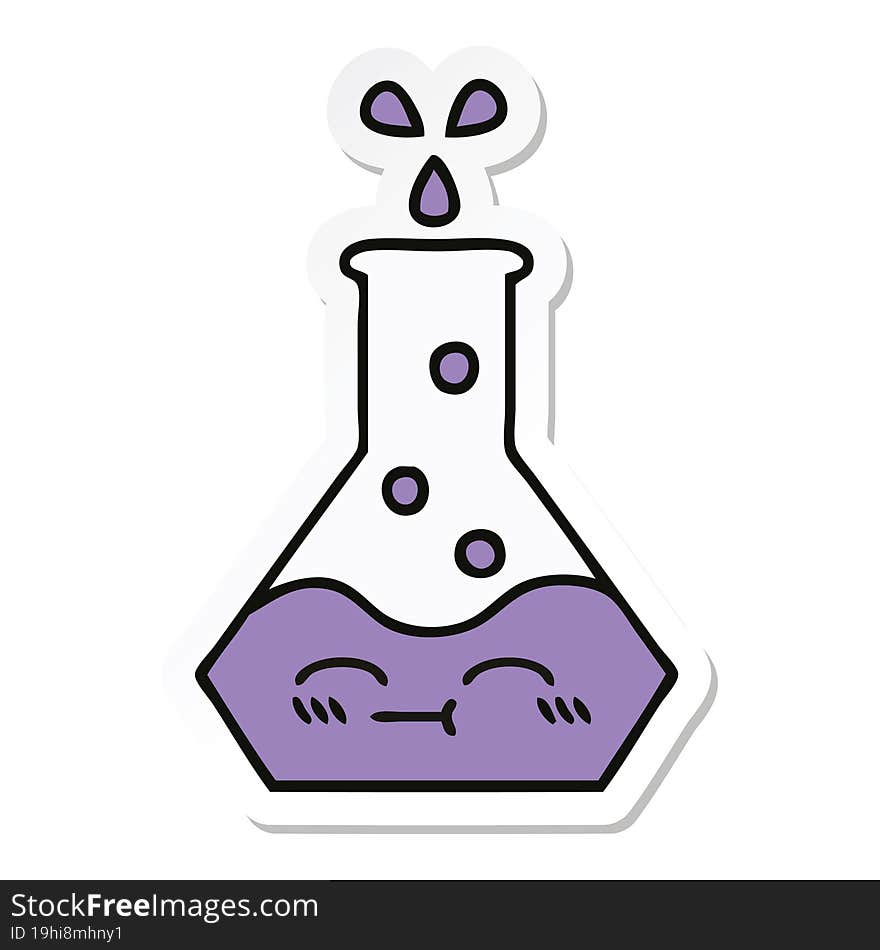 sticker of a cute cartoon science beaker