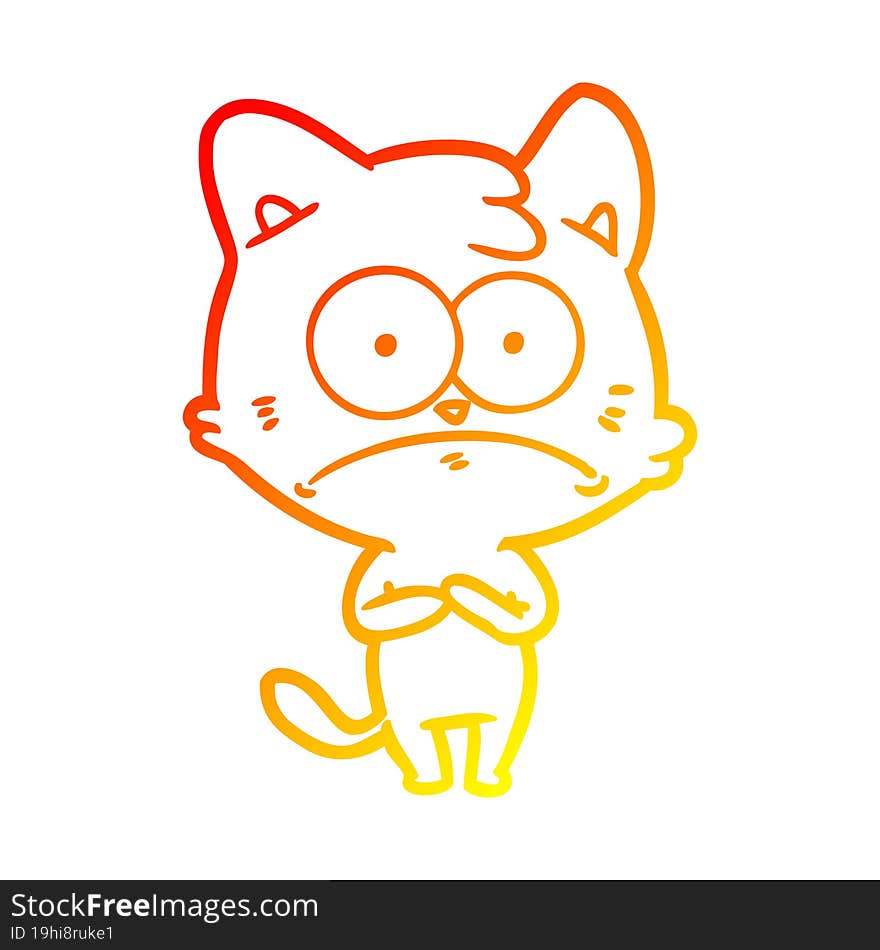 warm gradient line drawing cartoon nervous cat