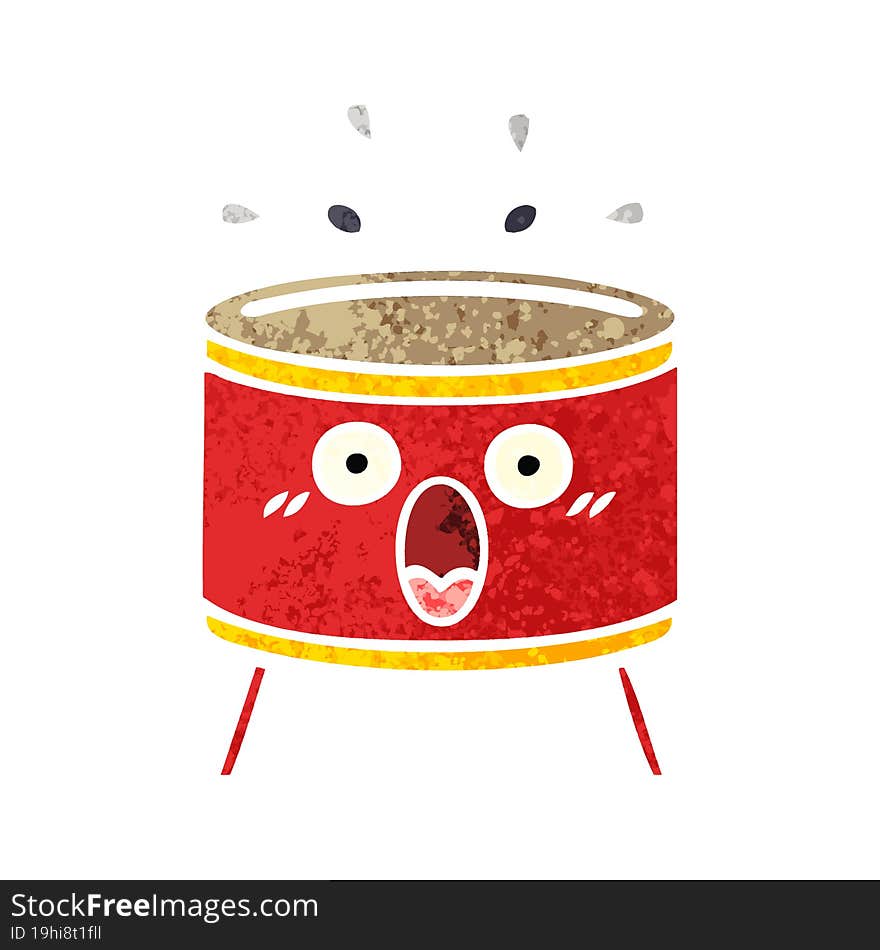 Retro Illustration Style Cartoon Drum