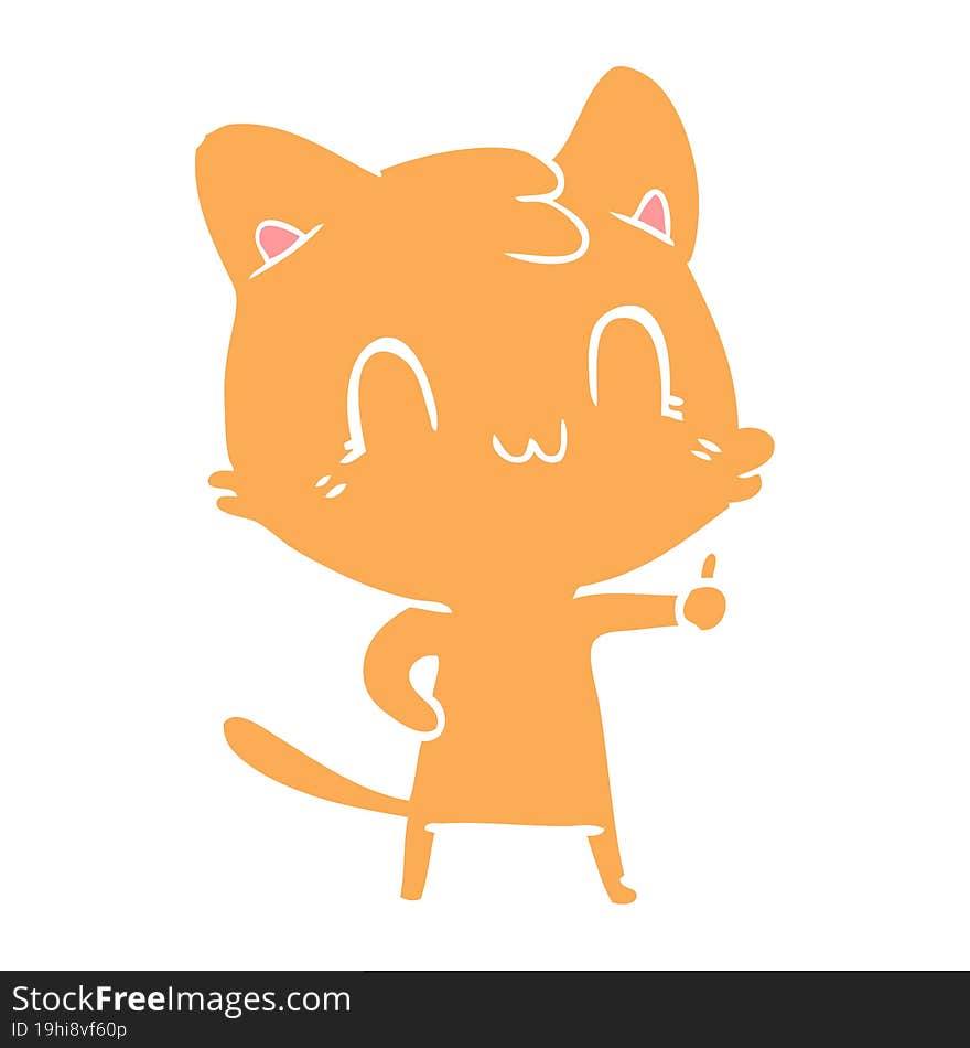 flat color style cartoon happy cat