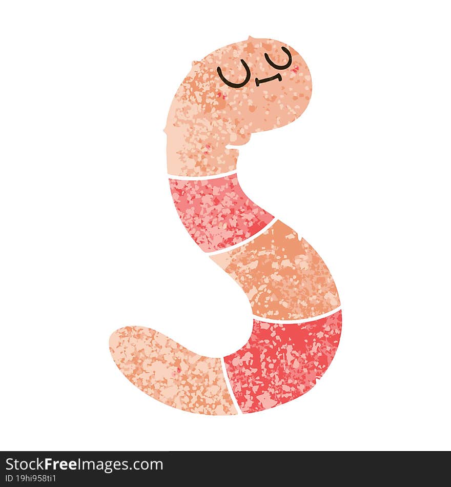 retro illustration style quirky cartoon worm. retro illustration style quirky cartoon worm