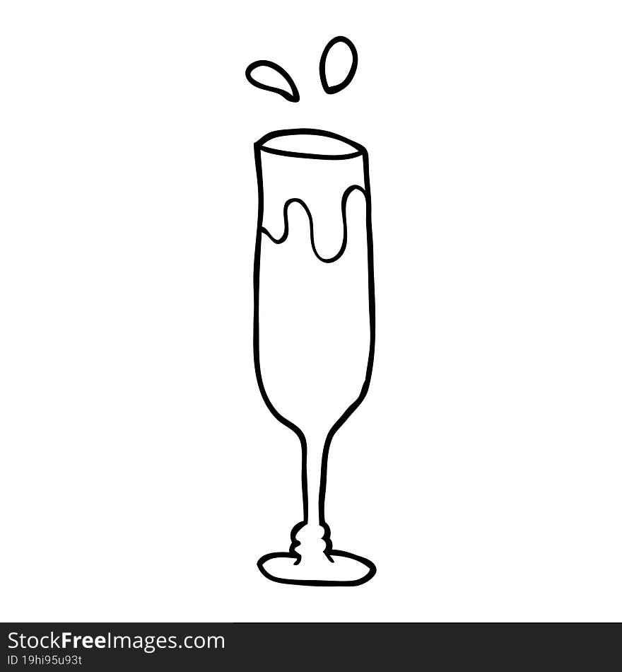 line drawing cartoon champagne