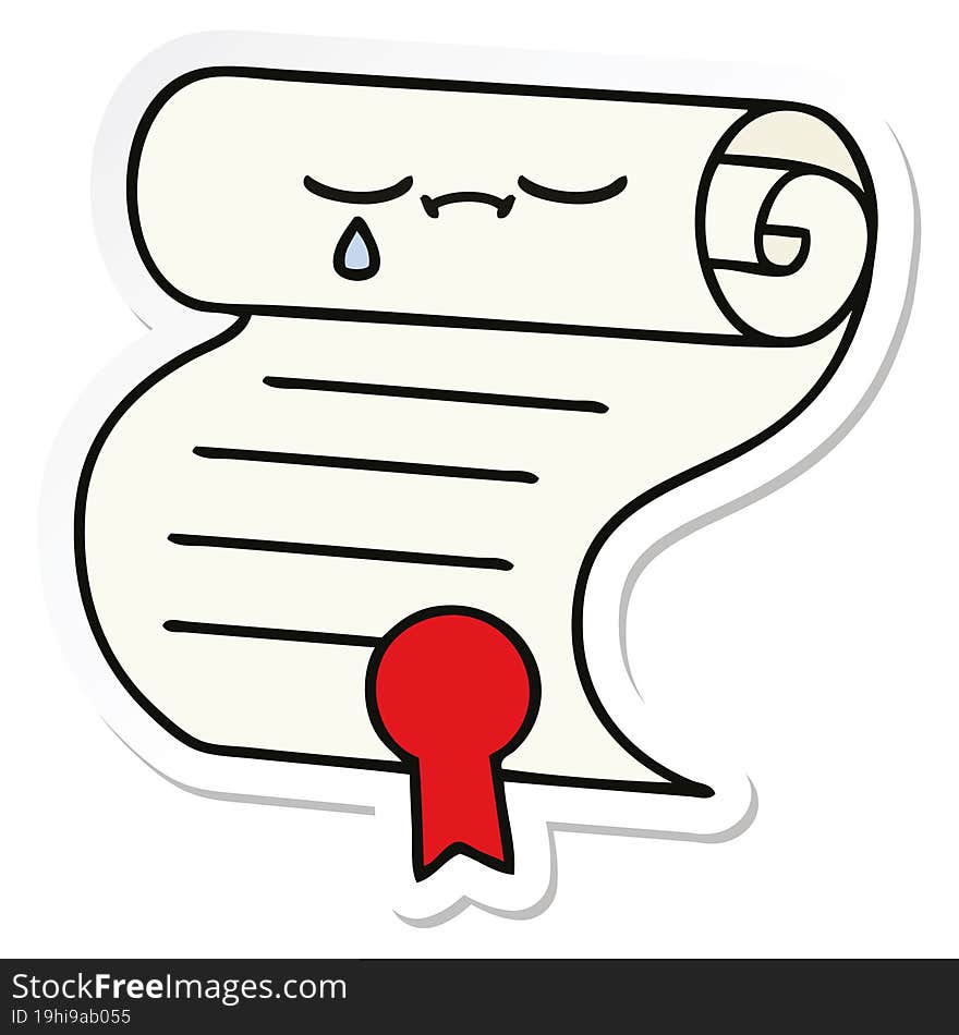 Sticker Of A Cute Cartoon Contract