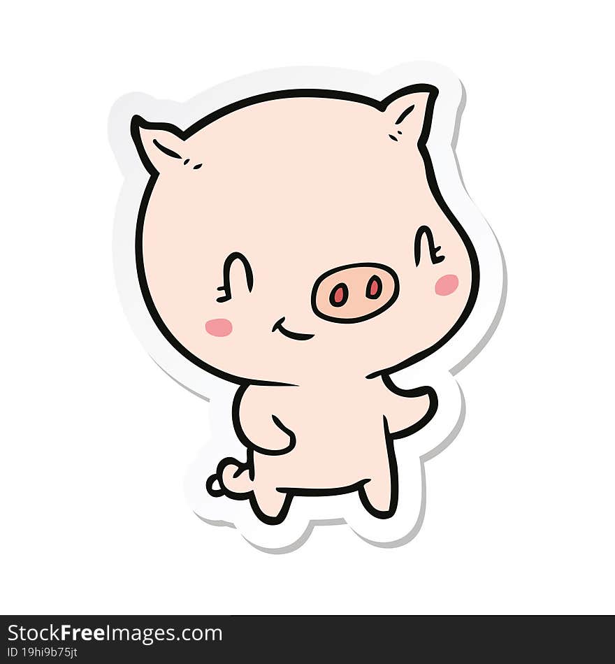 sticker of a cartoon pig