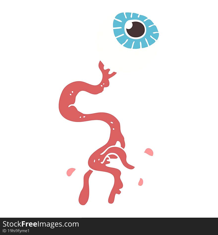 Flat Color Illustration Of A Cartoon Gross Eyeball