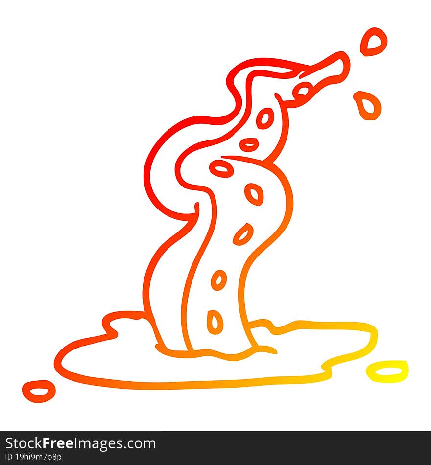 Warm Gradient Line Drawing Cartoon Spooky Tentacle