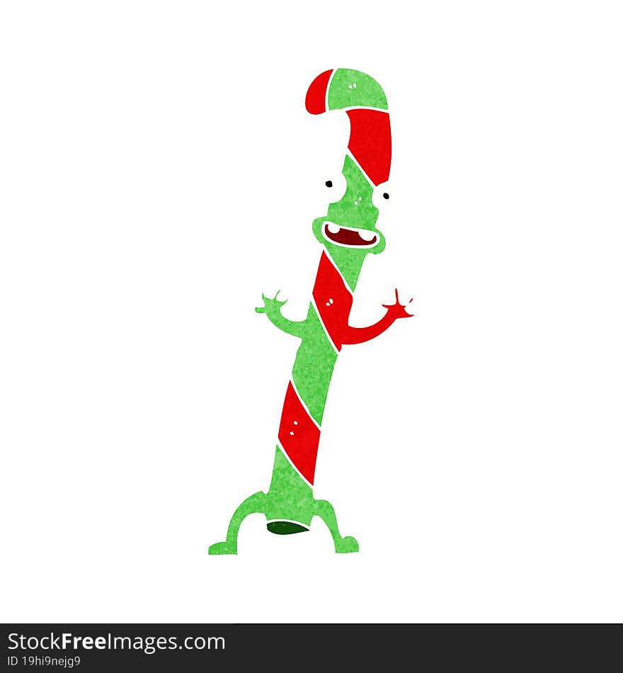 cartoon dancing christmas candy cane