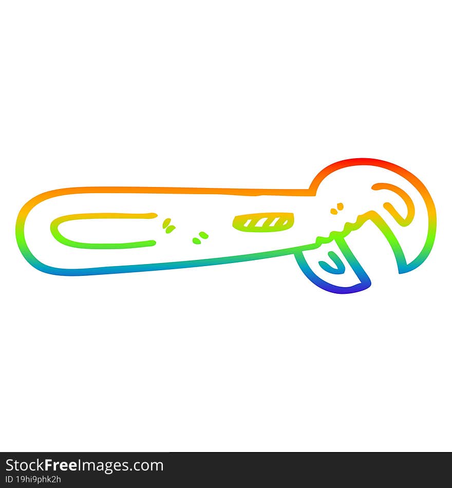 Rainbow Gradient Line Drawing Cartoon Adjustable Spanner