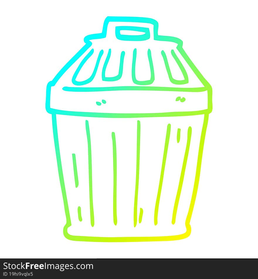 cold gradient line drawing cartoon waste bin