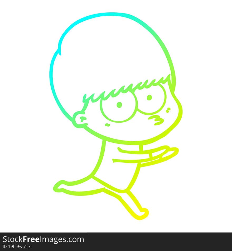 cold gradient line drawing nervous cartoon boy