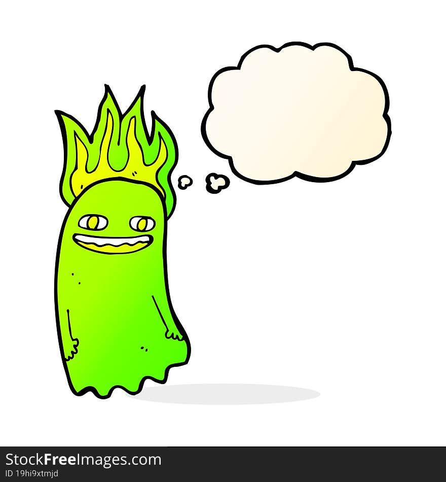 Funny Cartoon Ghost With Thought Bubble