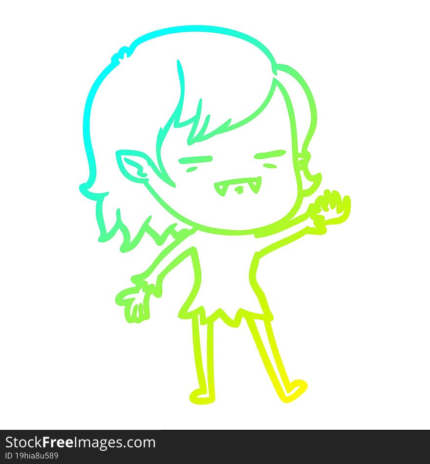 cold gradient line drawing cartoon undead vampire girl